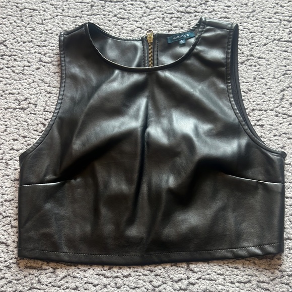 KIRIOUS Black Leather Top - Picture 9 of 10